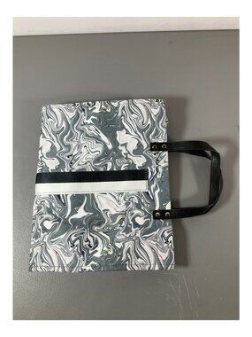 Adorned Canvas Tote Bag - Grey Swirl Stripe, Spacious Unisex Design